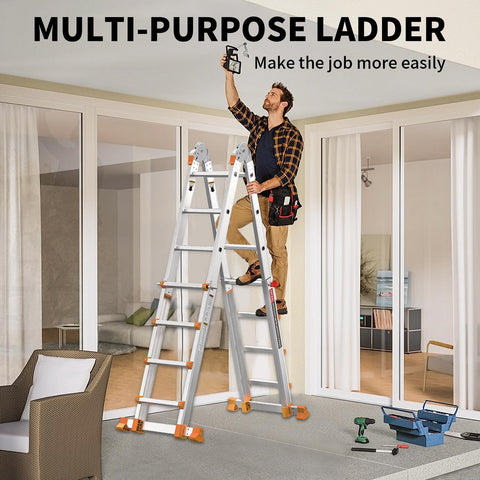 Valeo multi-position ladder converted to scaffold for versatile jobs