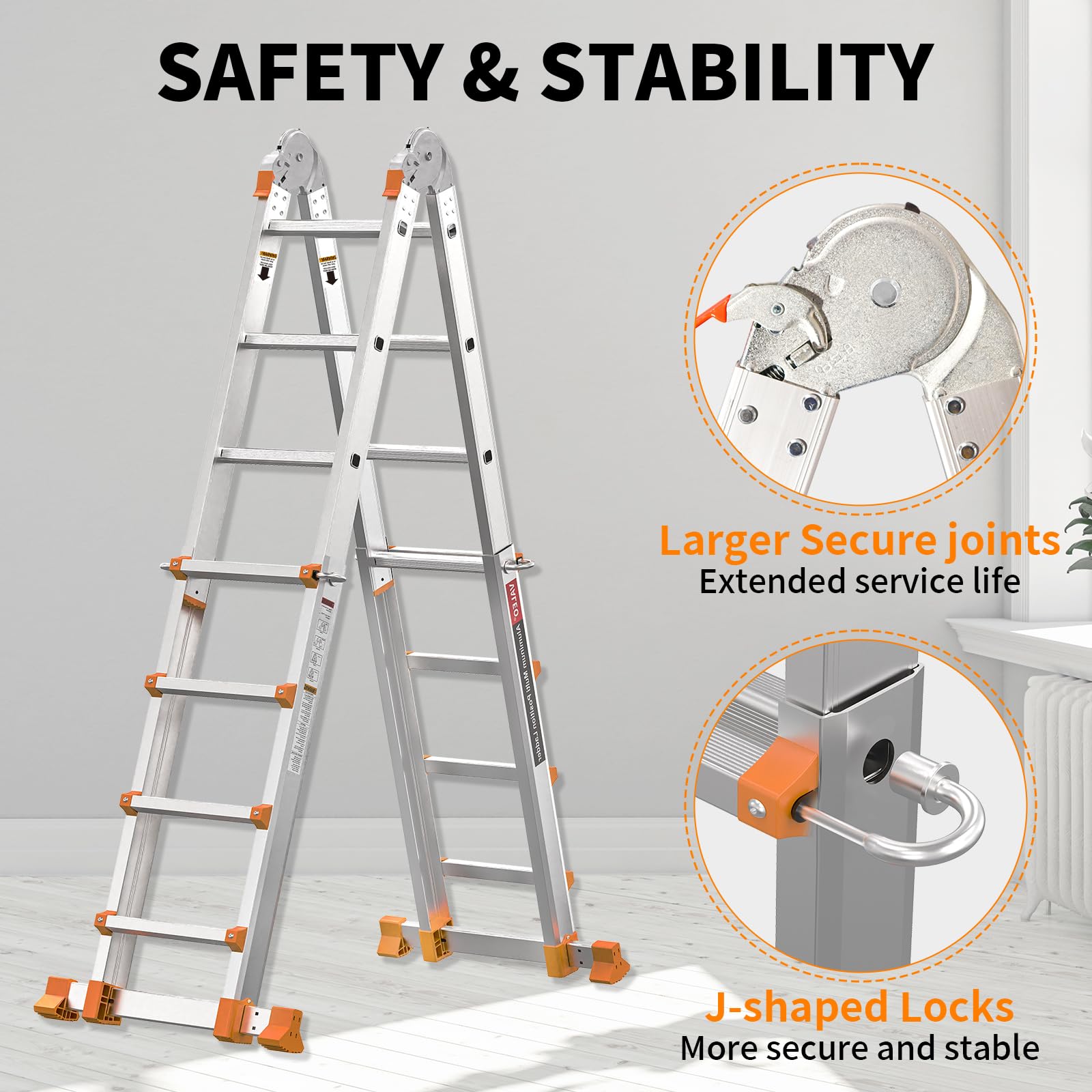 Valeo ladder with removable tool tray for on-hand supplies