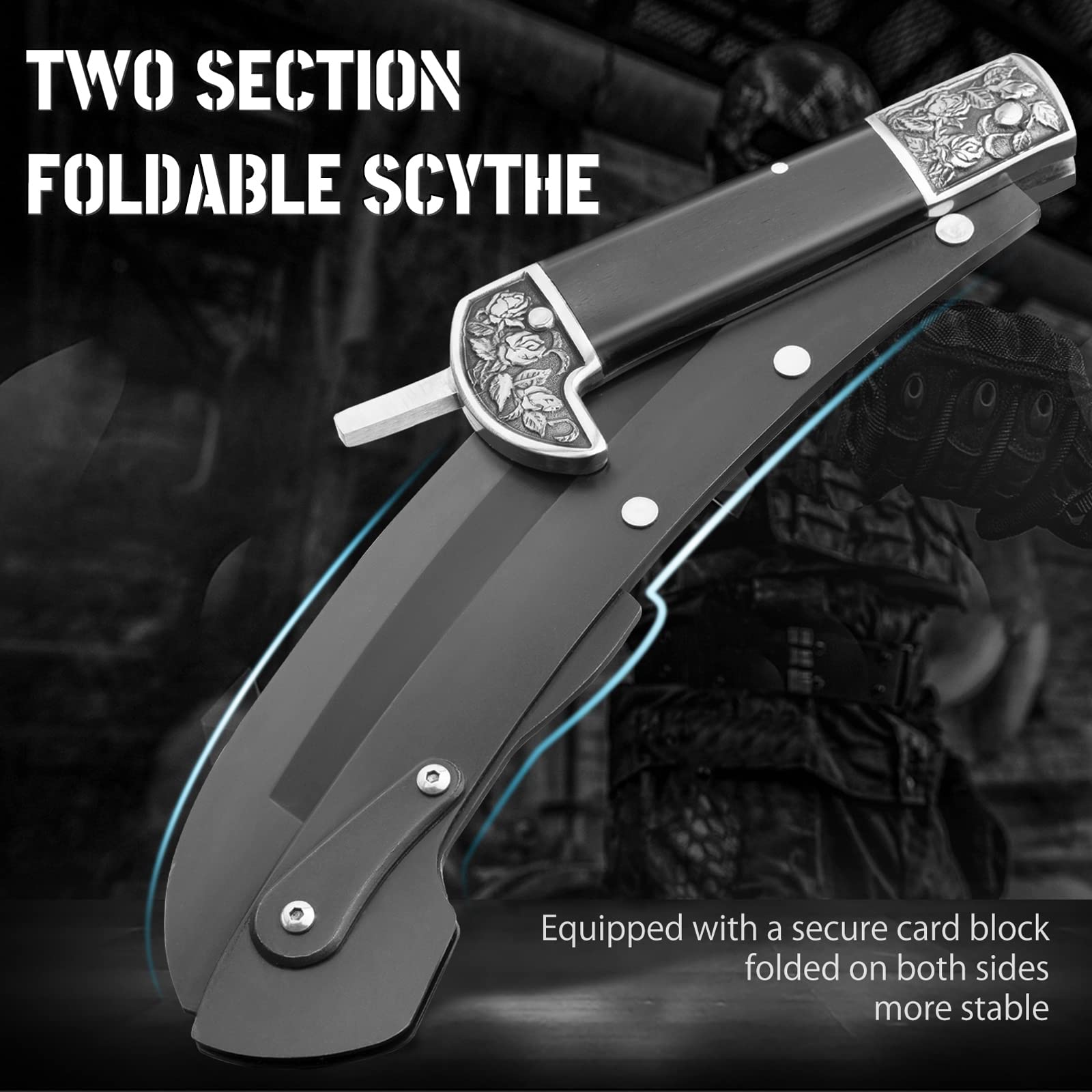VALHALLA folding sickle with sheath for easy portability and storage