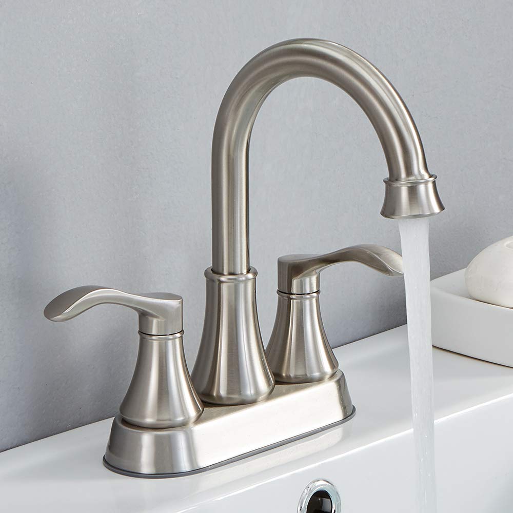 VALISY lead-free 2-handle brushed nickel faucet with durable construction