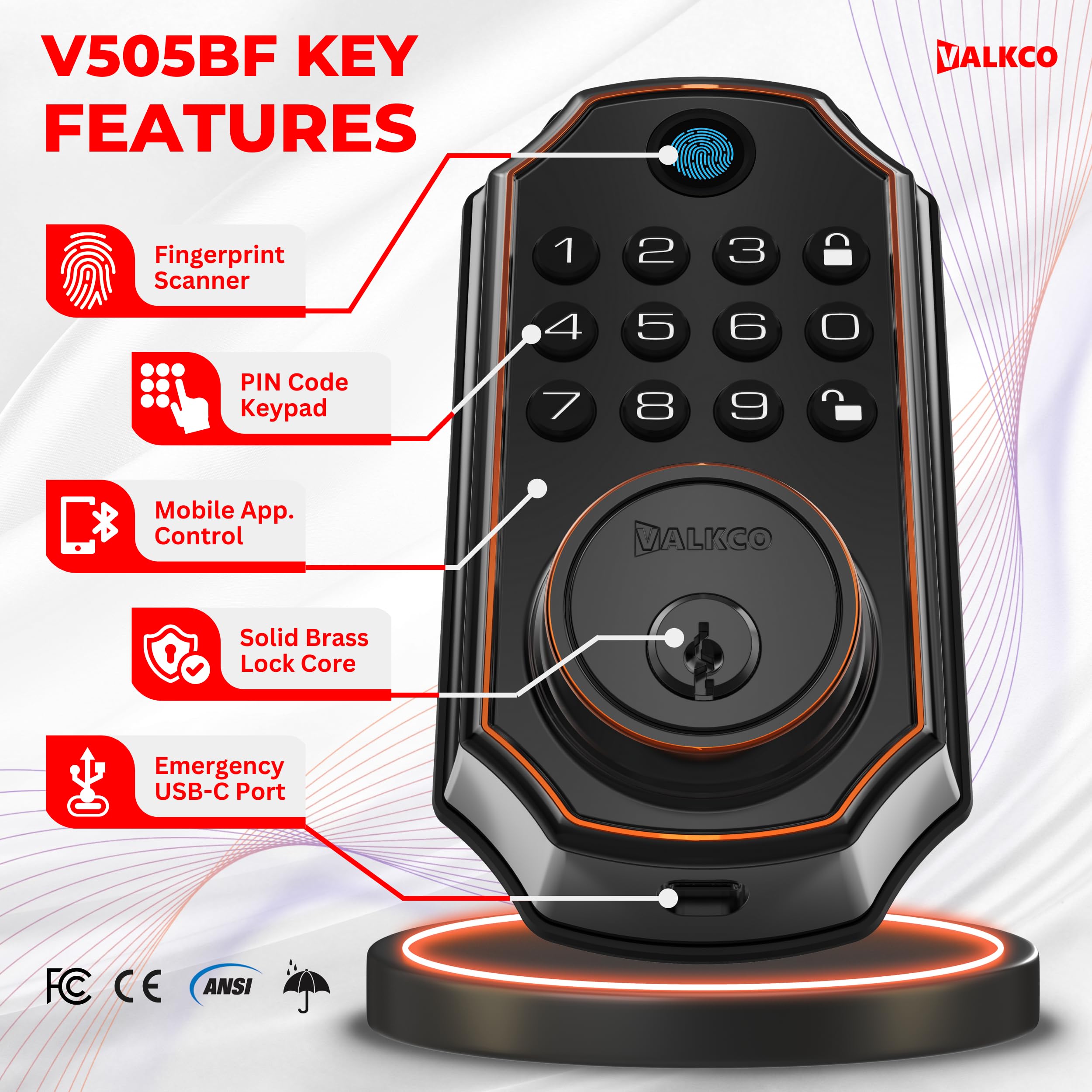 VALKCO V5O5BF fingerprint sensor in action for fast unlock