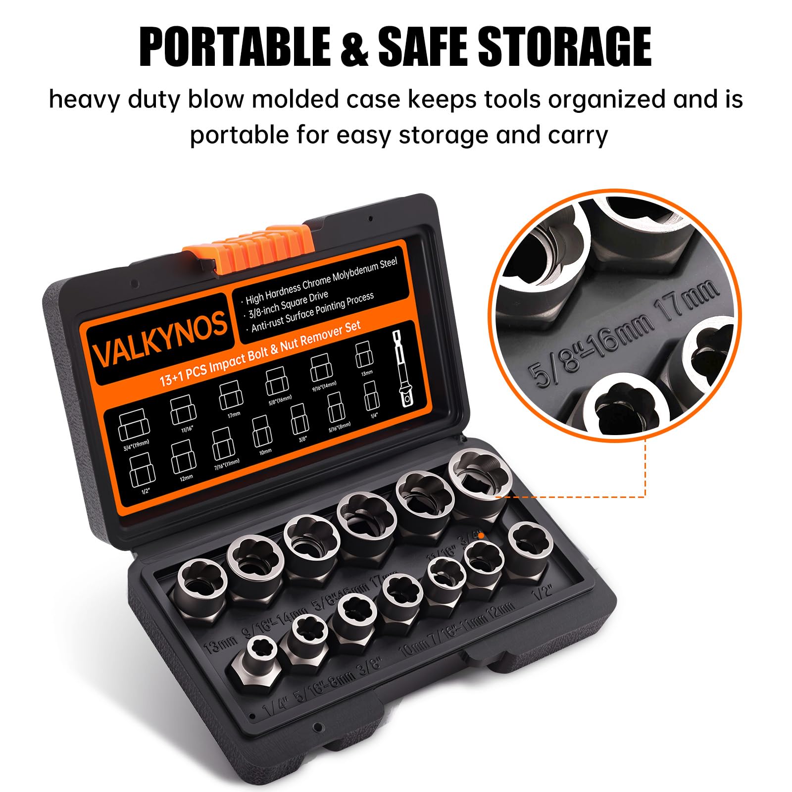 Valkynos Cr-Mo steel construction ensures durability and corrosion resistance.
