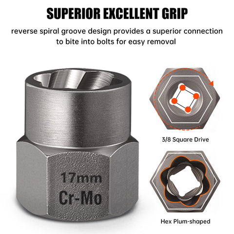 Valkynos spiral-grip extractor in action bites into damaged bolts.