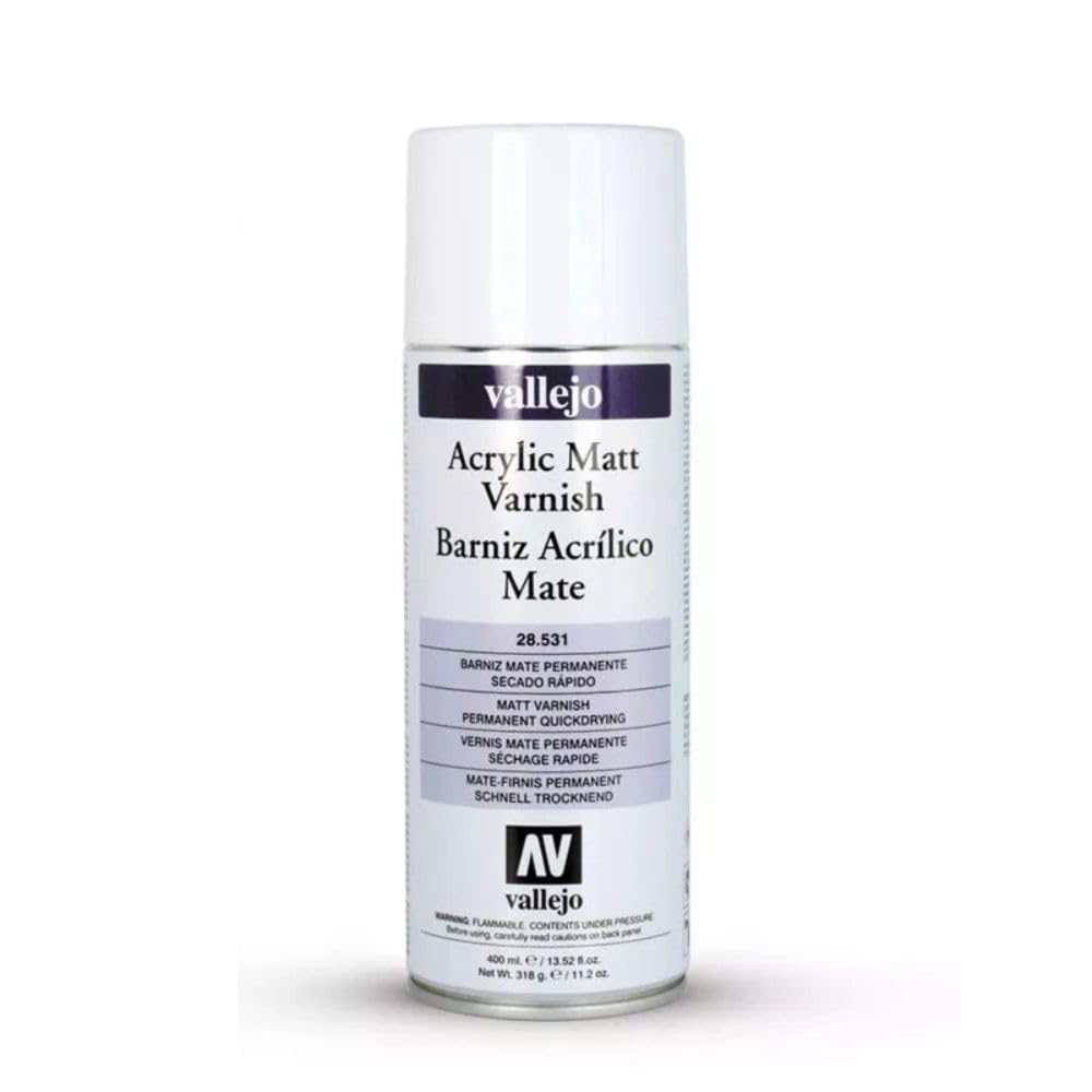 Vallejo Acrylic Matt Varnish Spray application demonstrates easy, even coating with fast drying for interior and exterior projects.