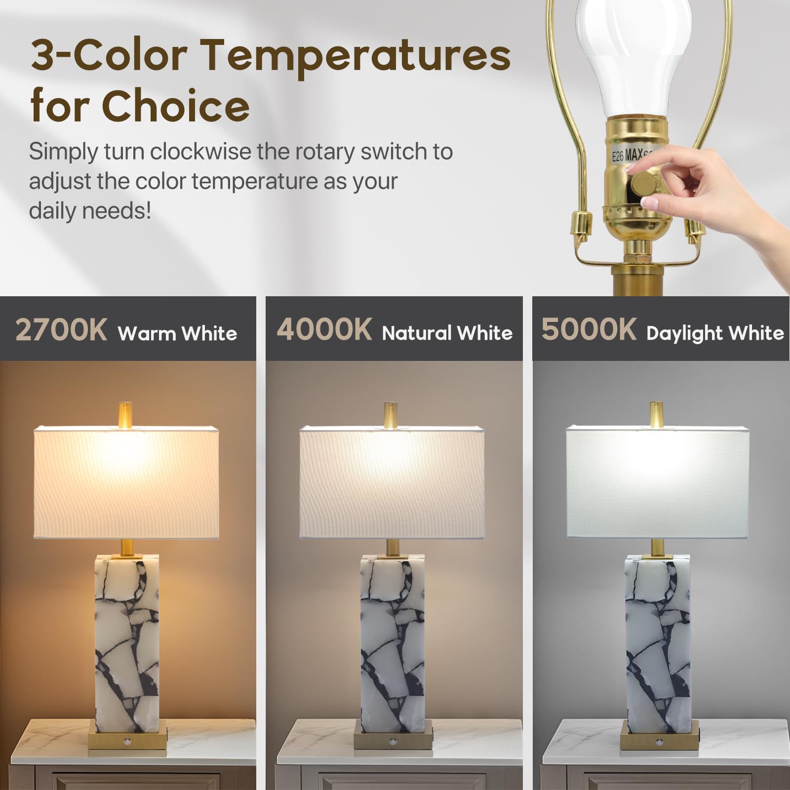 Vallerico three-color temperature dial for adjustable mood lighting