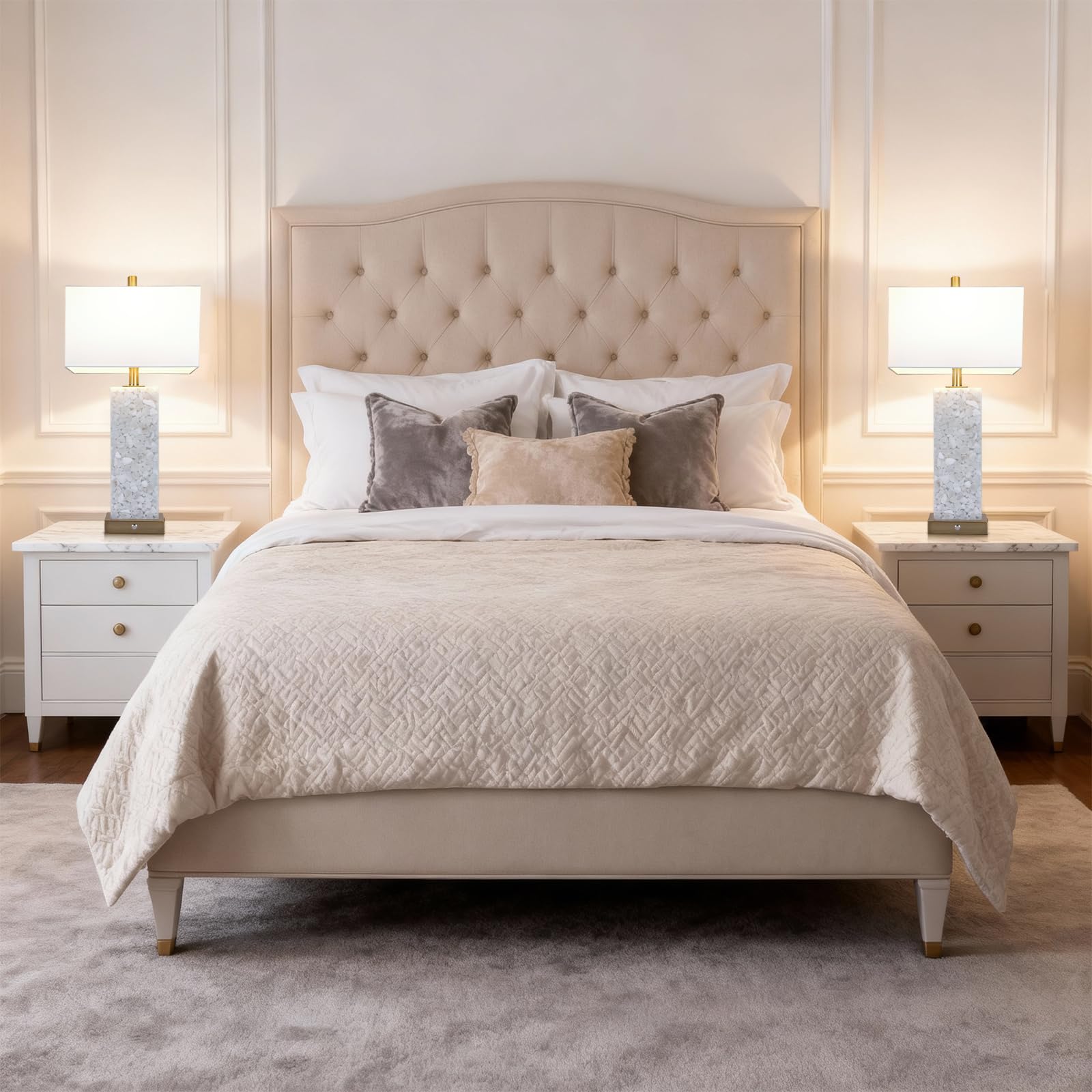 Vallerico modern table lamps complement living rooms and hotel rooms alike.