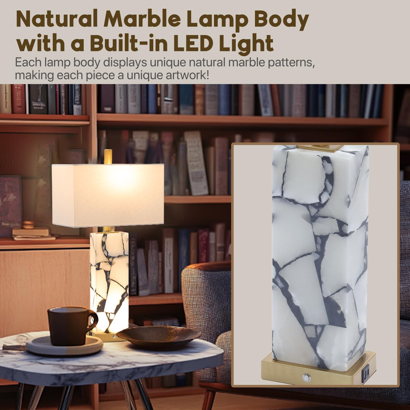 Vallerico marble veining detail adds elegant texture