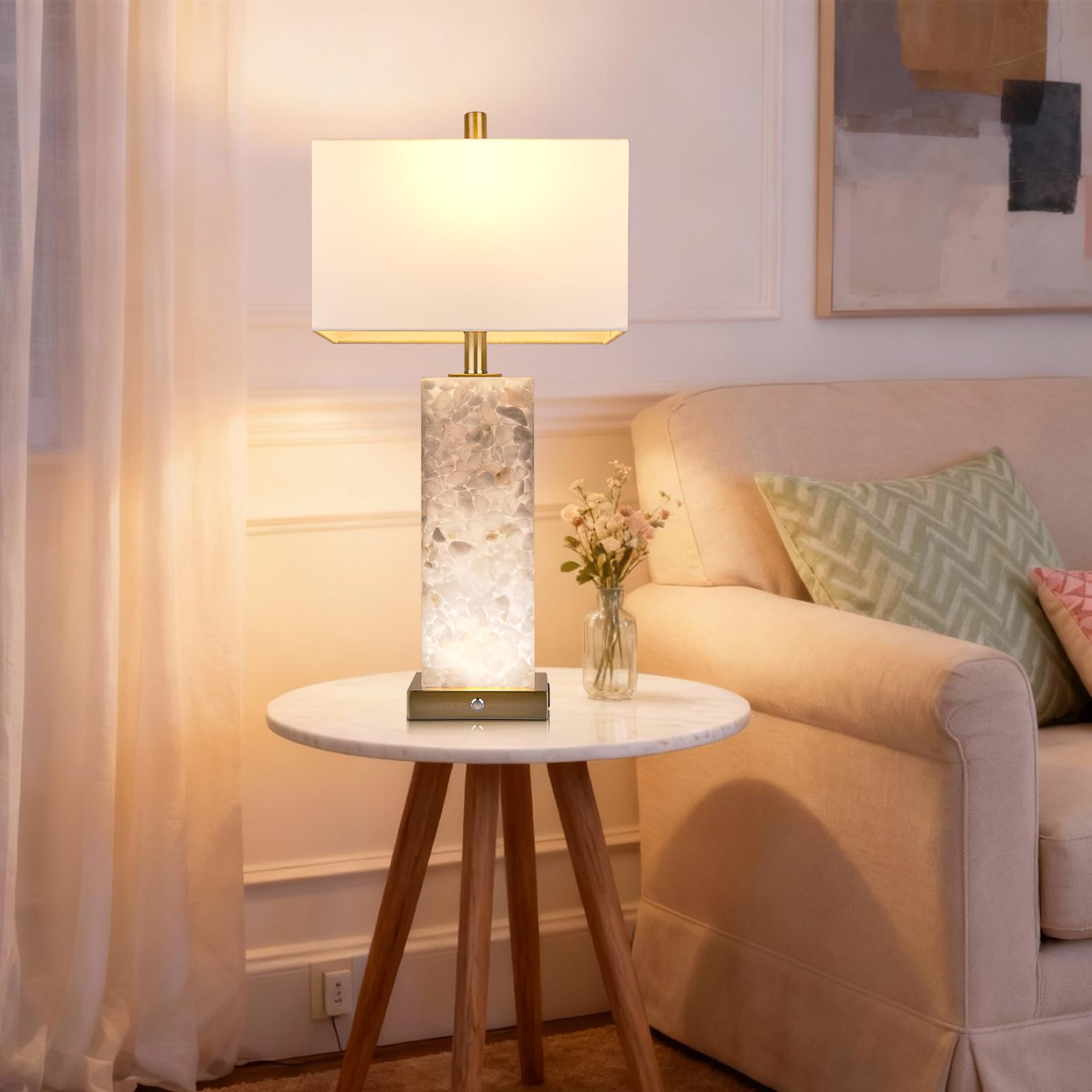 Vallerico marble lamp body showcases natural veining as a statement decor piece.