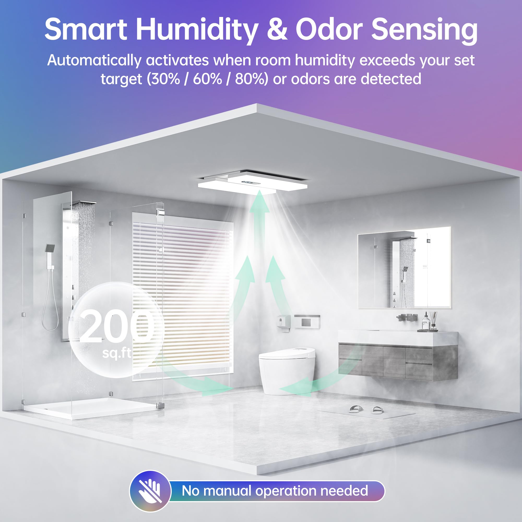 VallisCo bath fan with 1800W heater for rapid heating