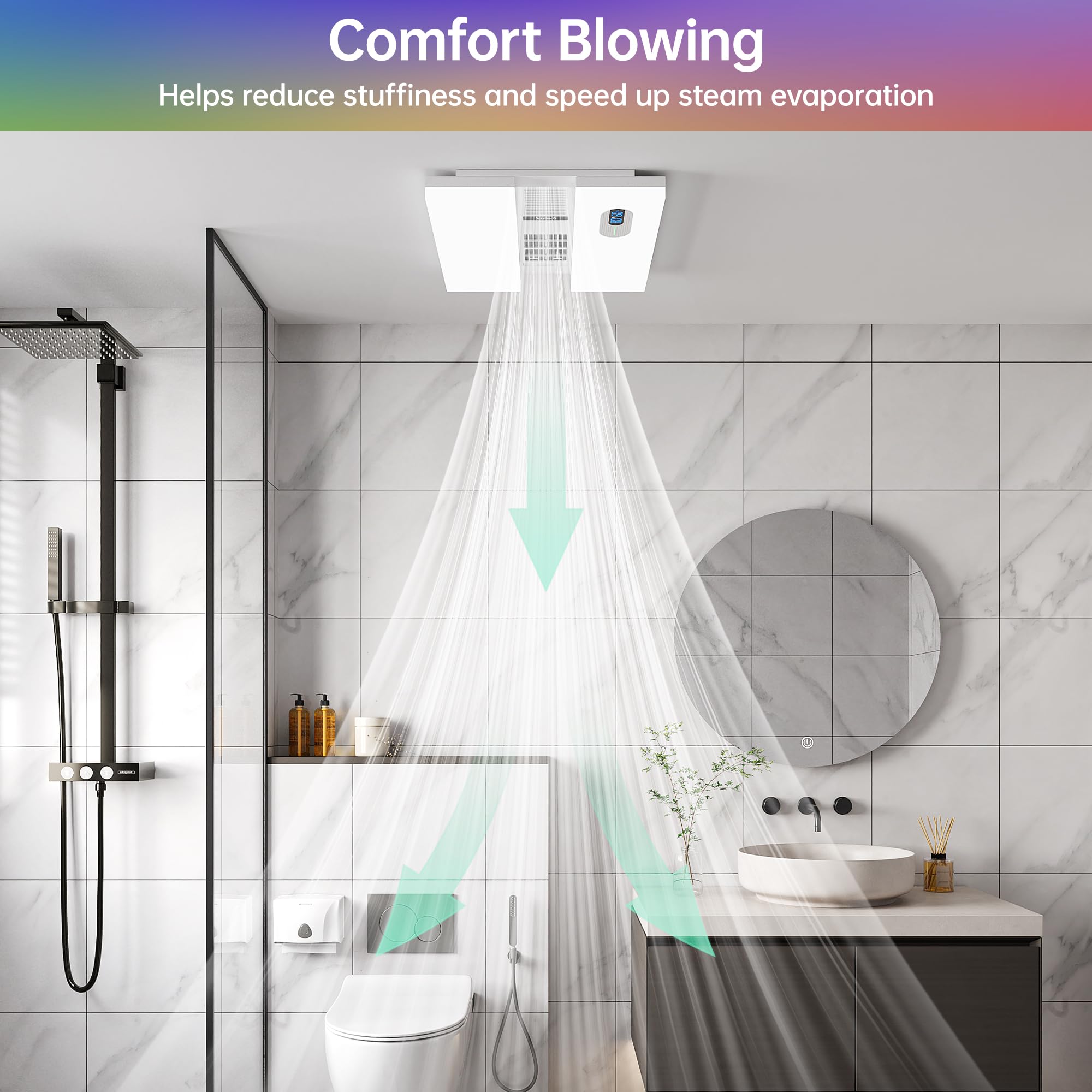 VallisCo bathroom fan with Bluetooth speaker for music