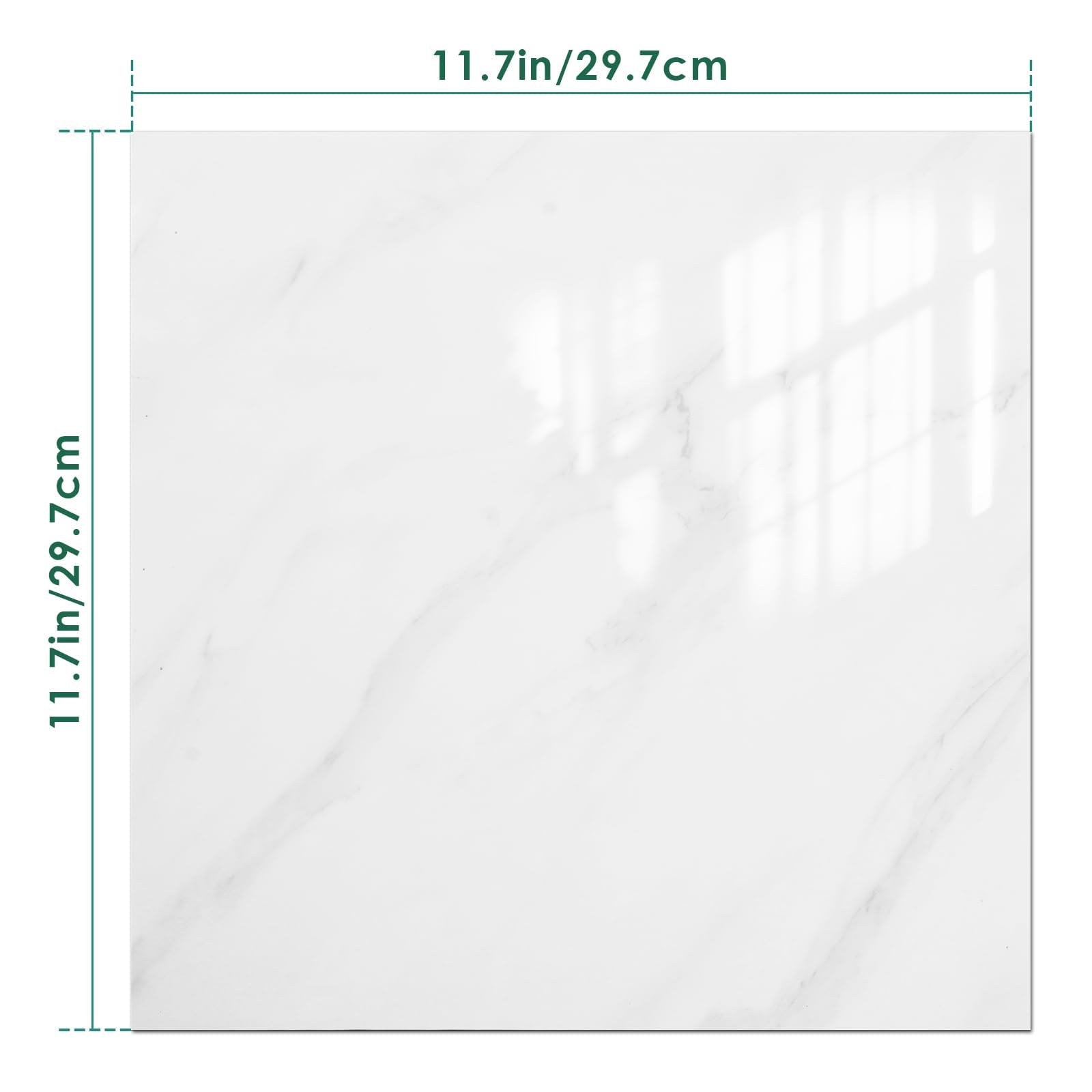 VallisCo white marble backsplash close-up showing a durable, easy-to-clean PVC surface.