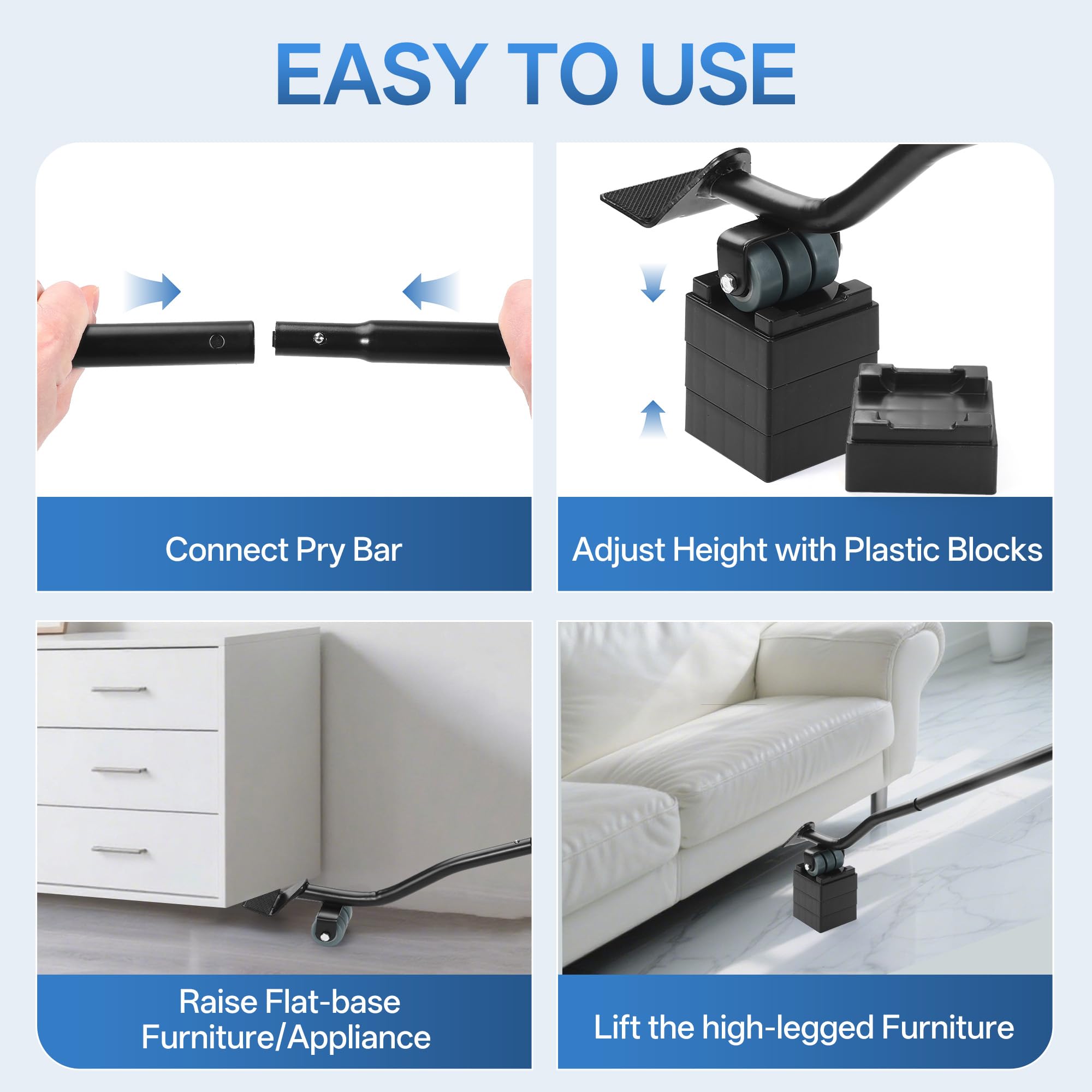 VALTAVO adjustable levelers keep furniture stable on uneven floors
