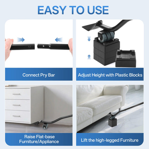 Valtavo lifter used under sofa for cleaning and rearranging