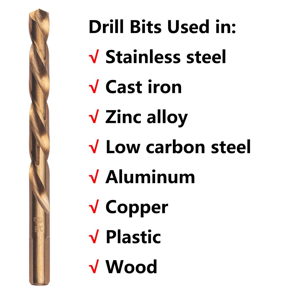 VALYRIANTOOL cobalt left hand drill bits 135-degree split point ensures self-centering start