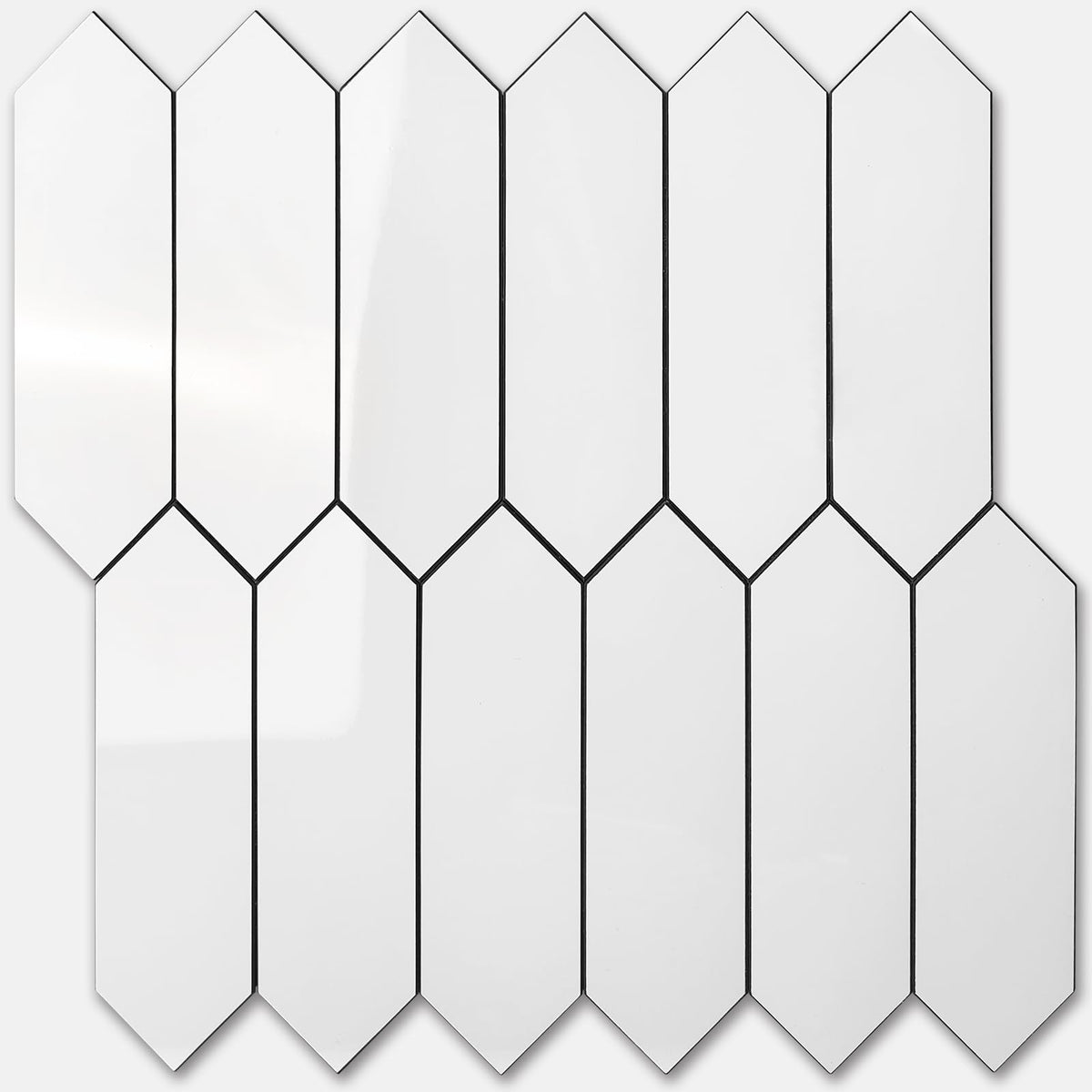 Vamos Tile glossy white hexagon backsplash demonstrates a durable, easy-to-clean finish.