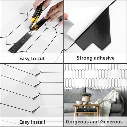 Vamos Tile hexagon backsplash with adhesive backing sticks to flat surfaces.