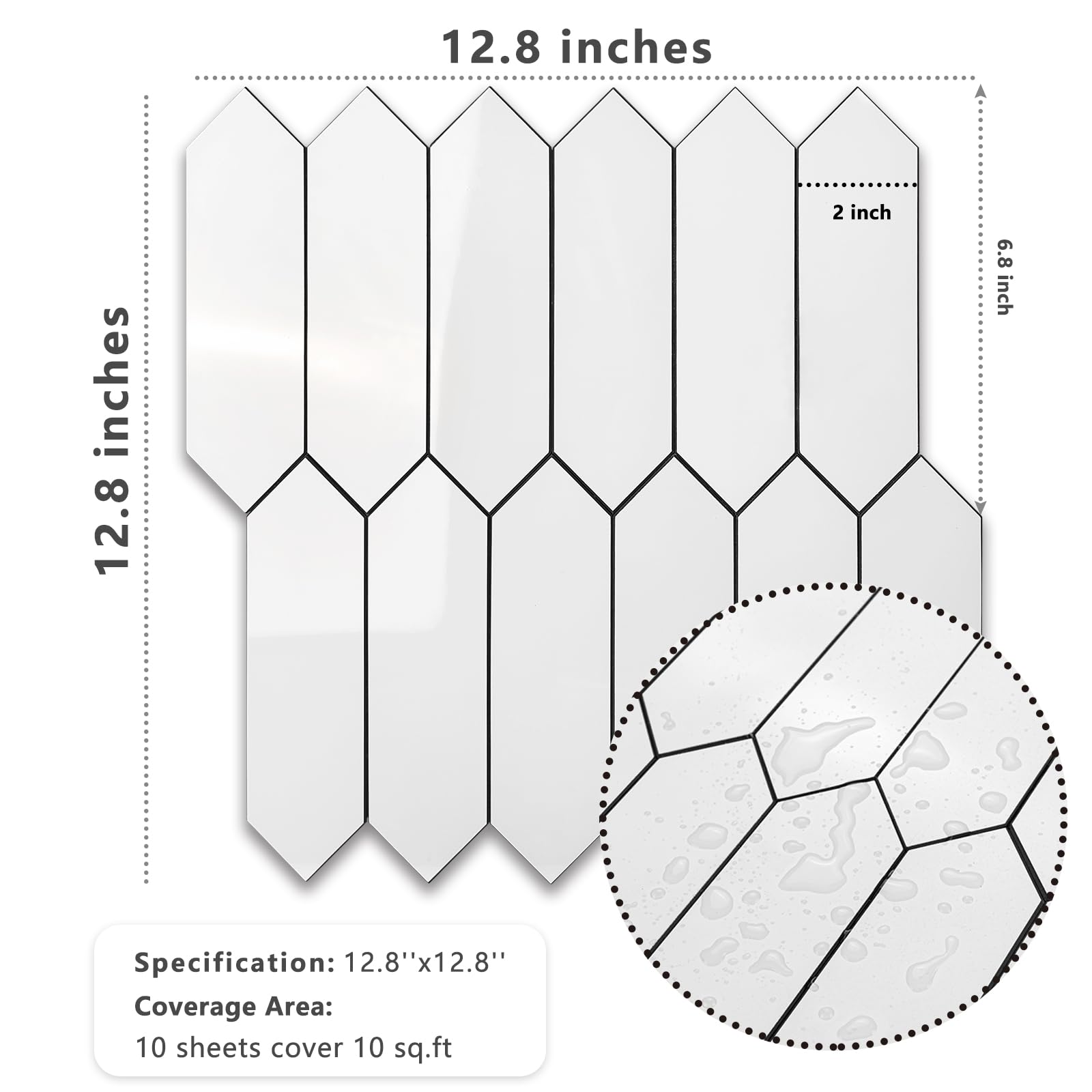 Vamos Tile long hexagon sheets simplify installation on islands and walls.