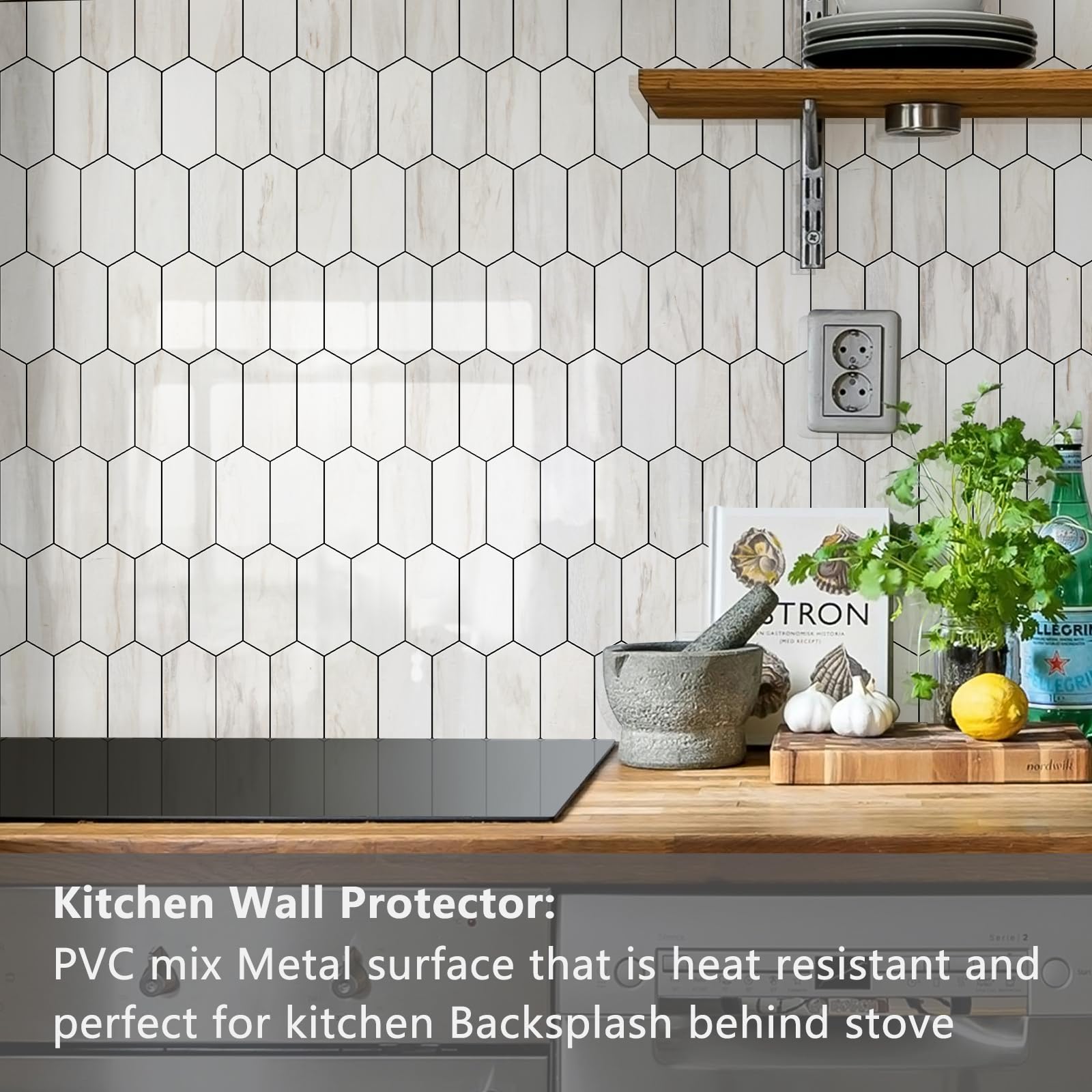 Vamos Tile peel-stick backing detail highlights strong adhesive for easy installation.
