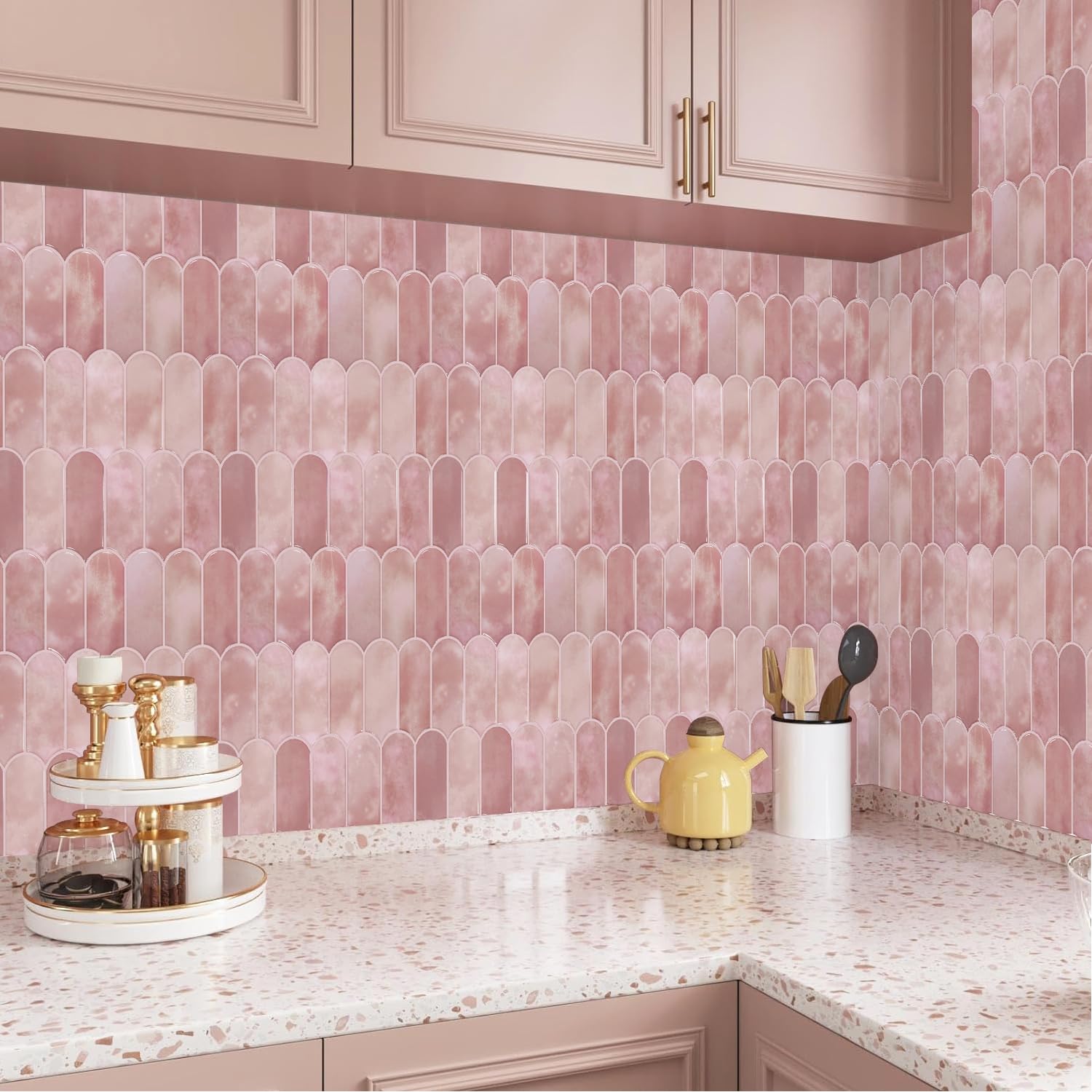 Vamos Tile pink DIY-friendly tiles speed room refresh for renters