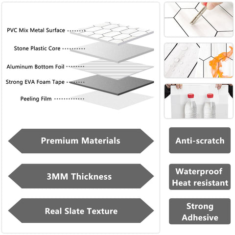 Vamos Tile with strong adhesive backing enables smooth application over existing surfaces