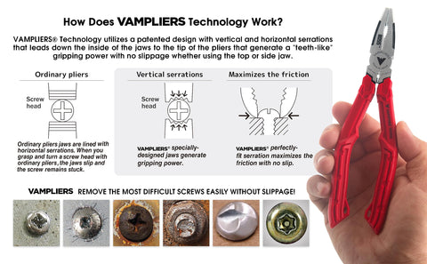 Vampliers provide secure grip action to extract stubborn fasteners efficiently.