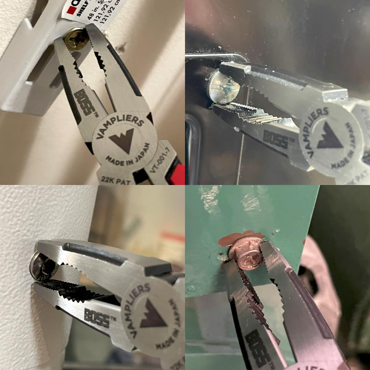Vampliers high carbon steel jaws offer durable teeth for firm engagement with screws.
