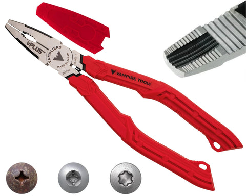 Vampliers 7-inch stripped screw extractor pliers with side cutter for quick grip and removal.