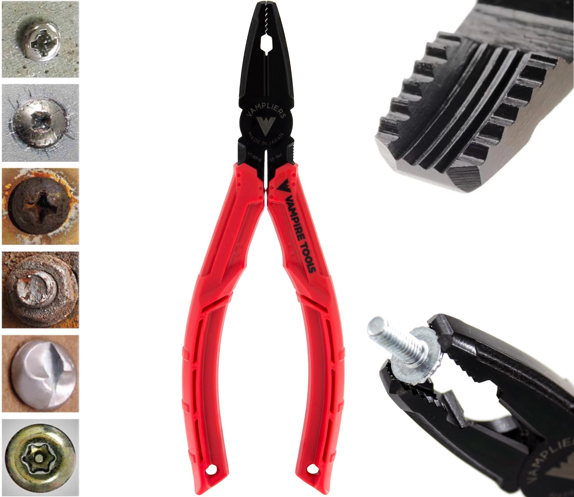 Vampliers Brute 6.25in stripped-screw-extractor pliers remove damaged fasteners with precision
