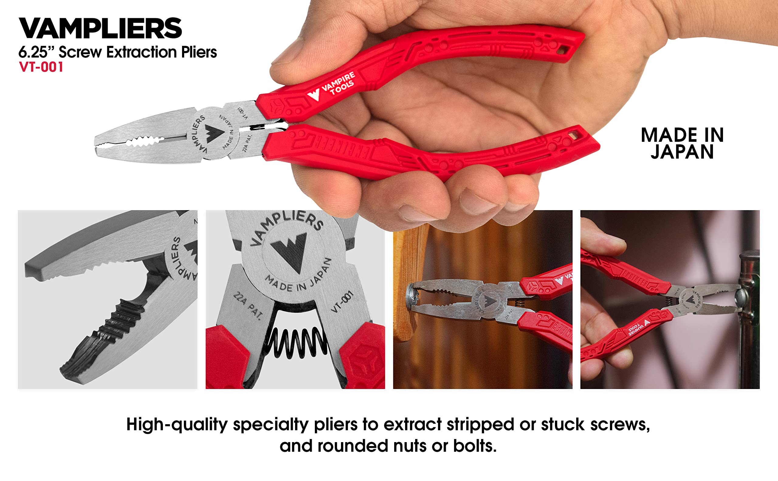Vampliers tool with hardened steel jaws delivering durable performance