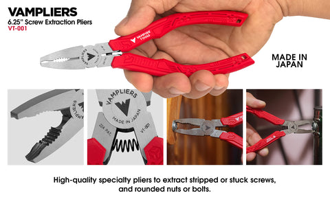 Vampliers tool with hardened steel jaws delivering durable performance