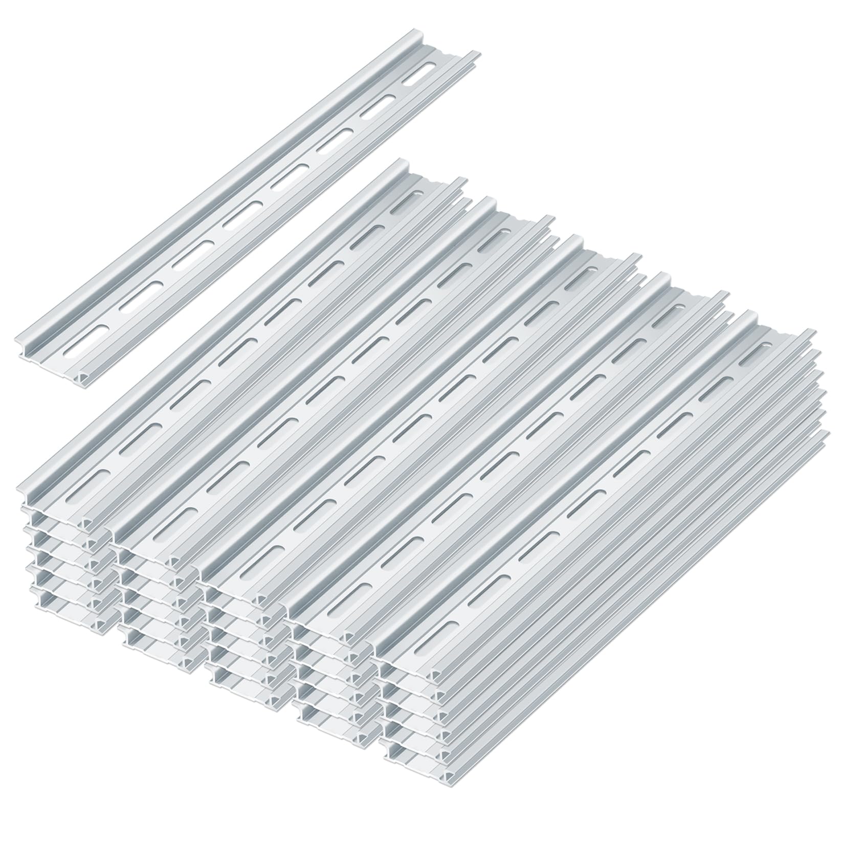 VAMRONE 8-inch top-hat slotted aluminum DIN rail for durable mounting.