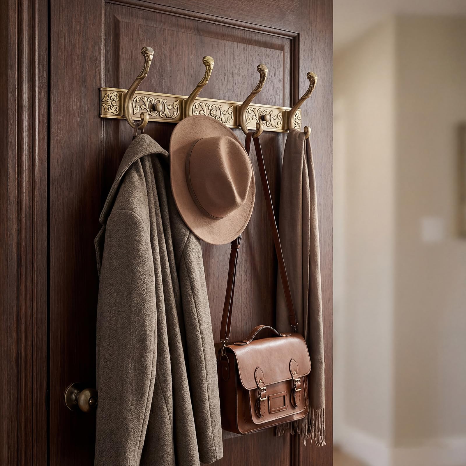 Van Cadene solid aluminum hooks close-up highlighting rustproof durability.