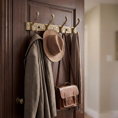 Van Cadene solid aluminum hooks close-up highlighting rustproof durability.