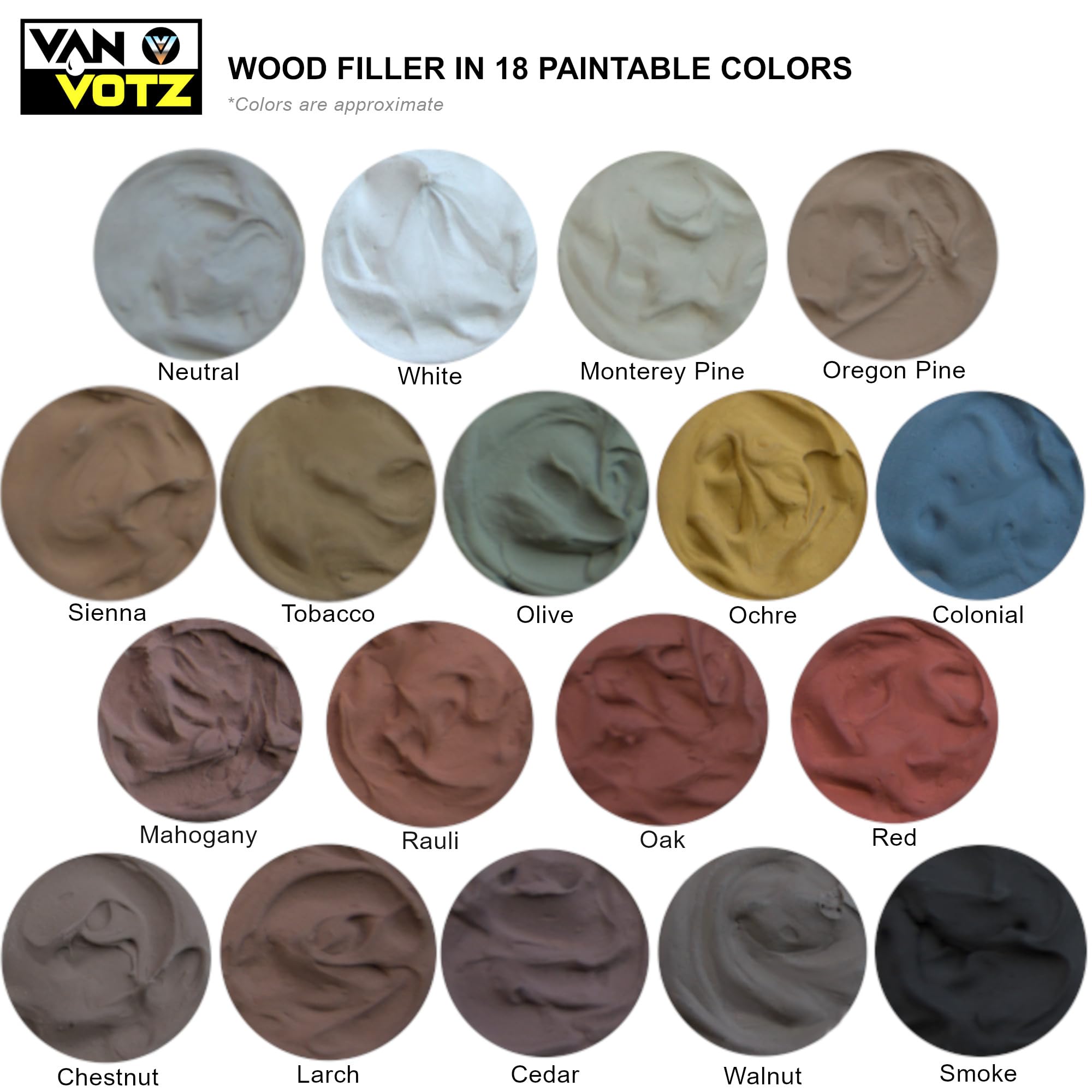Van Votz water-based filler cleans up with soap and water.