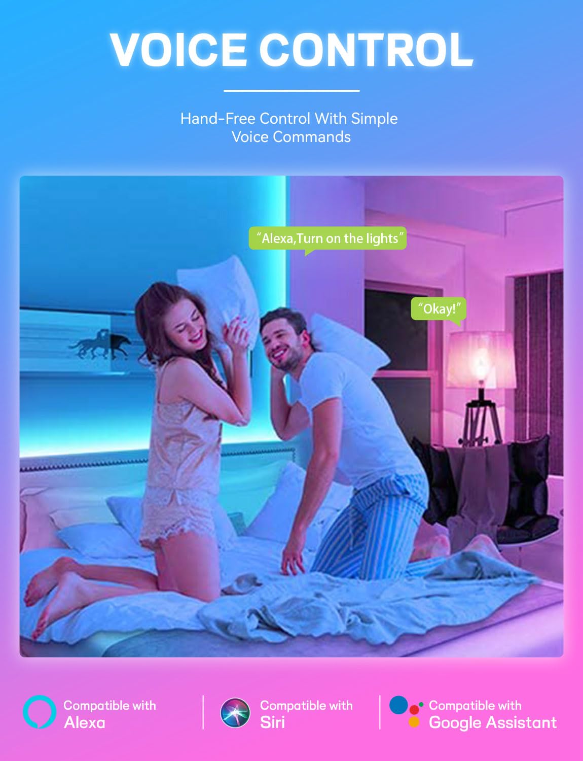 Vanance RGB color-changing bulb showing vibrant hues for living room ambiance.