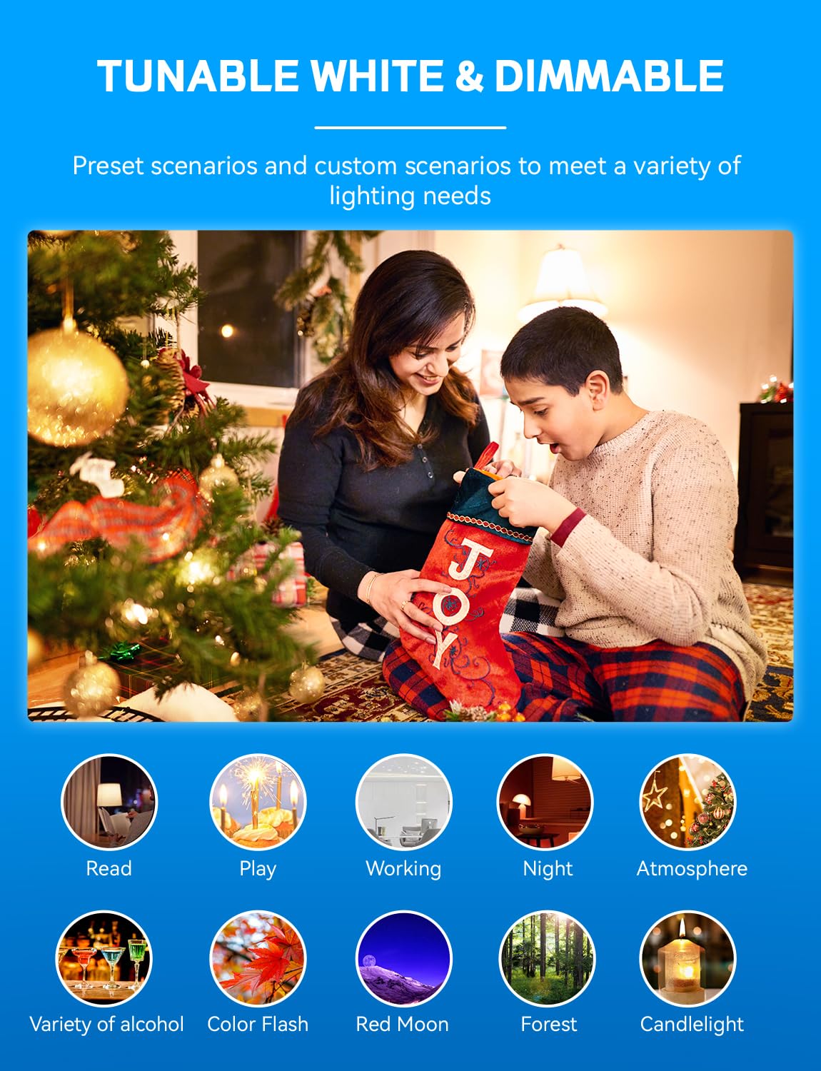 Vanance smart bulbs enabling voice control with Alexa and Google Assistant.