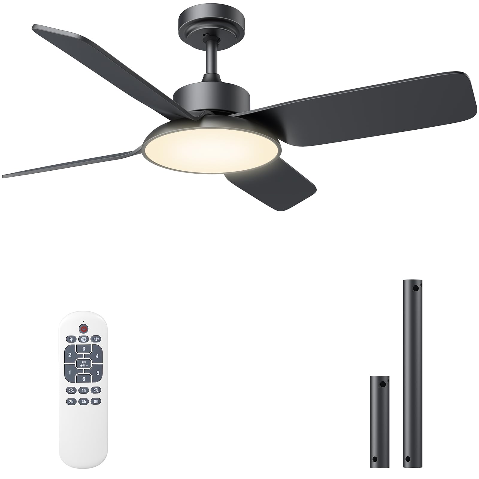 VanBoLon 44-inch ceiling fan with light shown in living room, offering versatile comfort