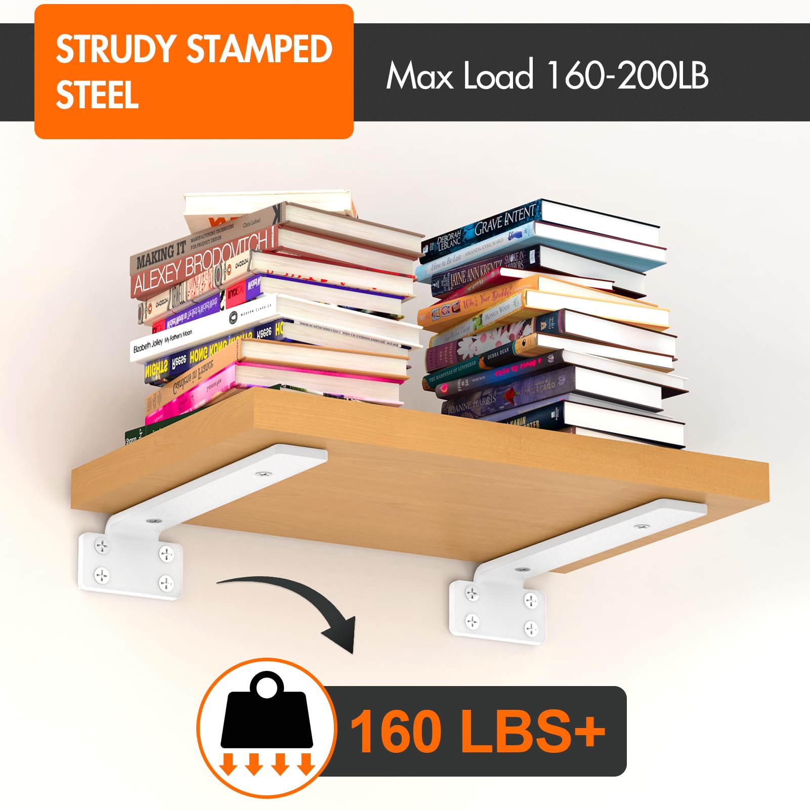 VANCASTLE invisible 90-degree brackets keep shelves level and sleek
