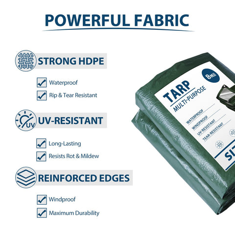 Vandham tarp edges with grommets provide secure, adjustable anchoring.