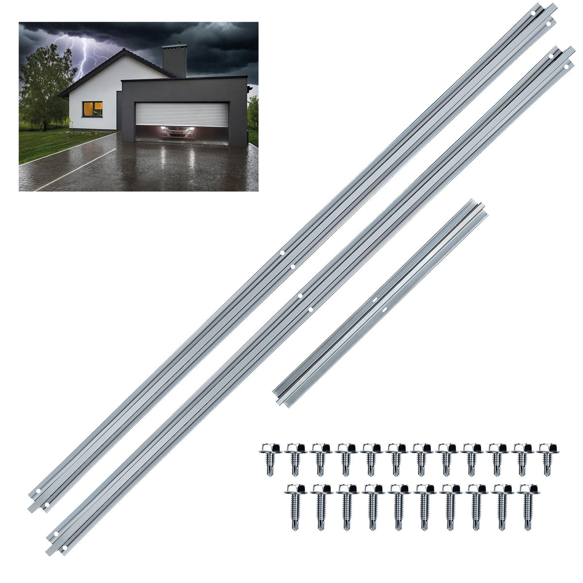 Vanesa 16ft strut front view reinforcing stability against sagging doors.