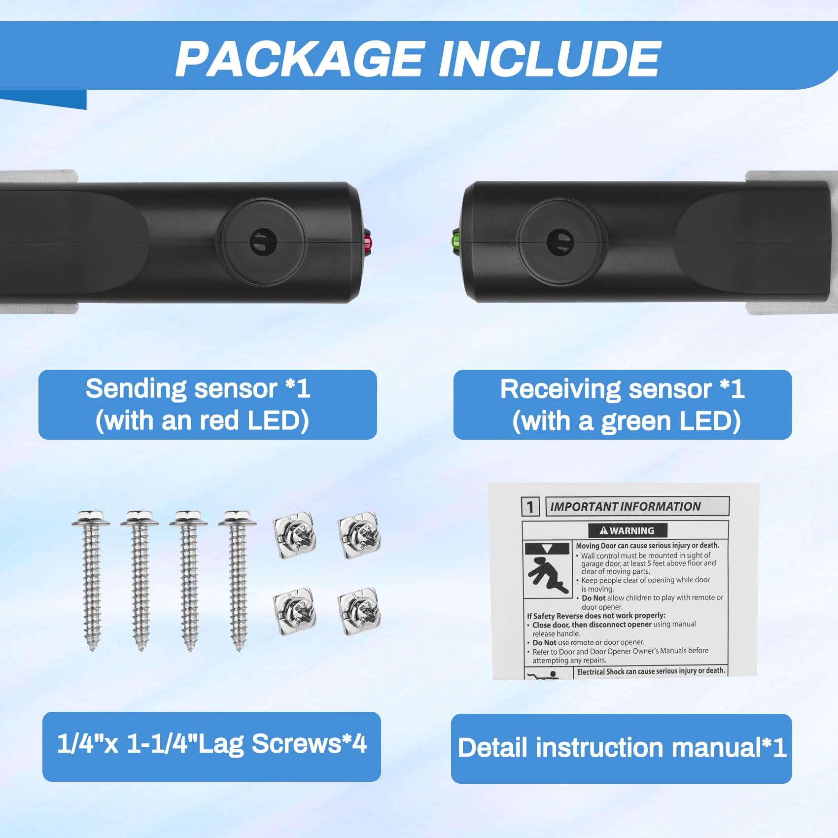 Vanesa GSTB-R receiving sensor for Genie doors with green LED and reliable obstacle sensing.