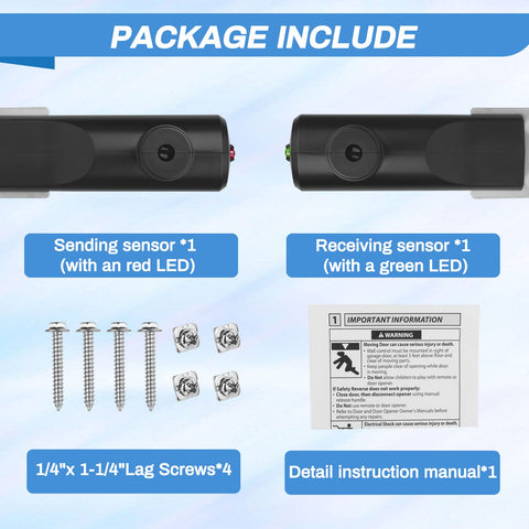 Vanesa GSTB-R receiving sensor for Genie doors with green LED and reliable obstacle sensing.