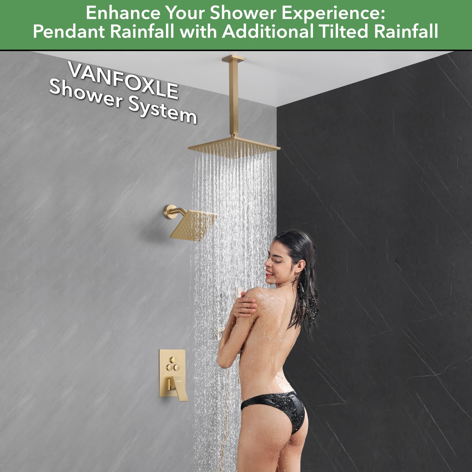 VANFOXLE reinforced-panel rainfall head withstands high pressure.