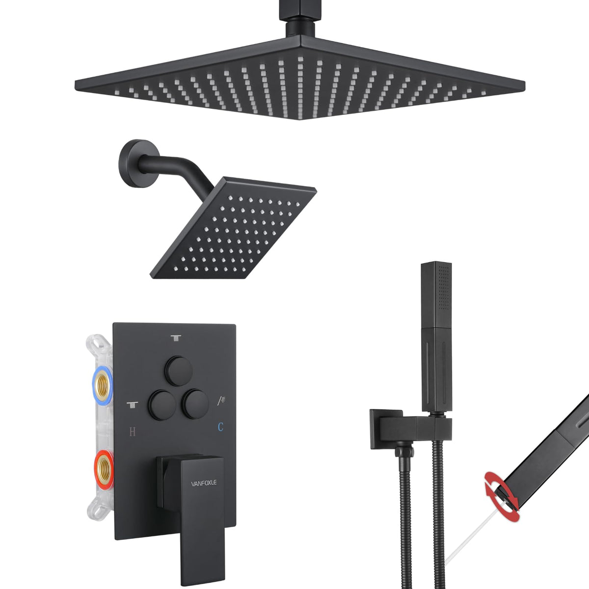 Vanfoxle 10-inch ceiling head delivers immersive rainfall with strong pressure