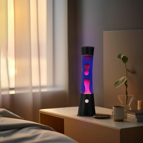 Vanful magma lamp glass bottle shows pink tint as wax rises and falls.