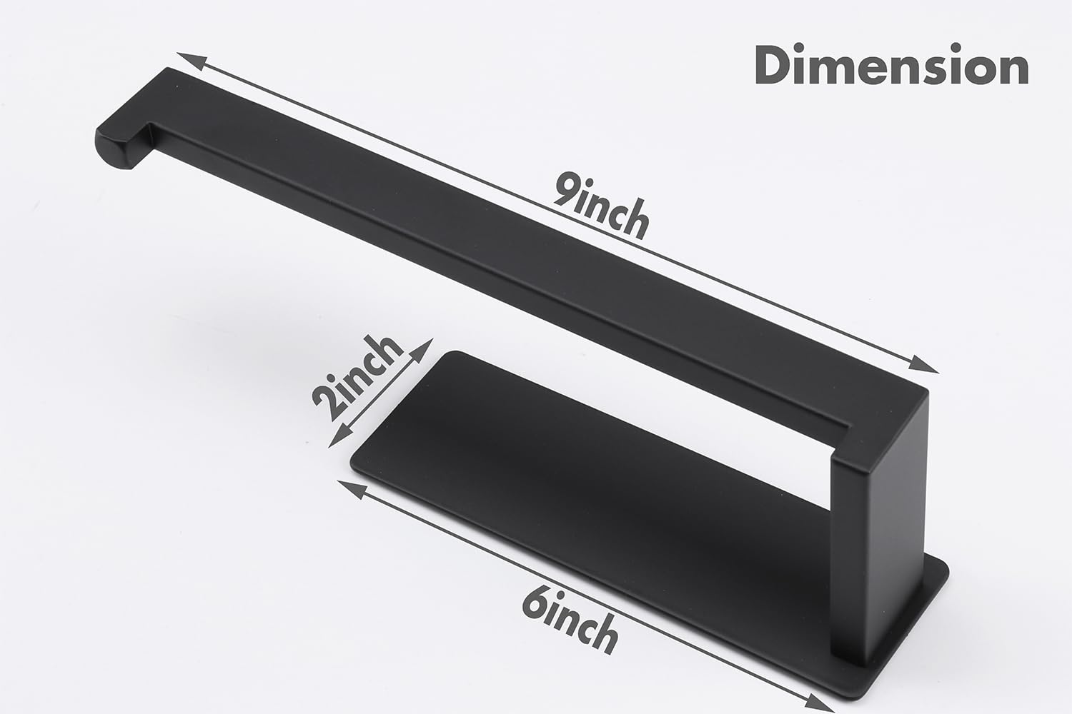 Vanloory matte black towel holder close-up shows sturdy adhesive pad
