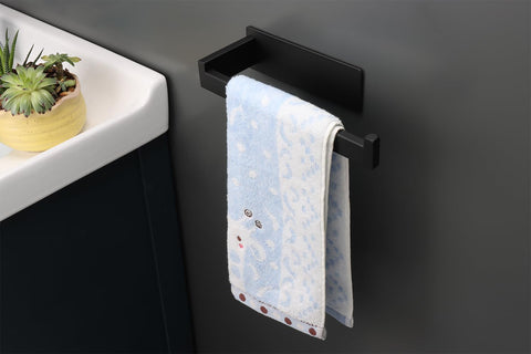 Vanloory self-adhesive towel bar matte black provides quick setup