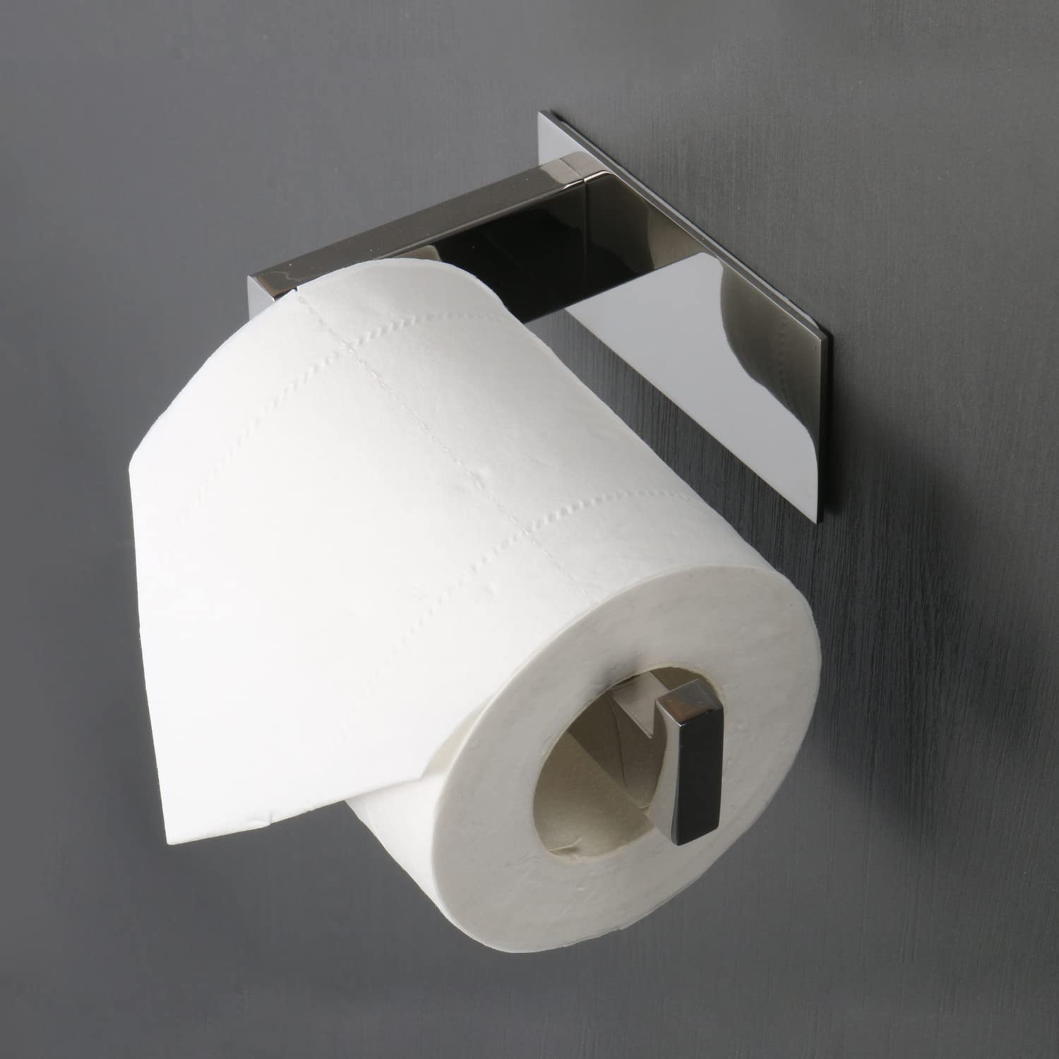 Vanloory toilet paper holder adhesive back strong for secure mounting.