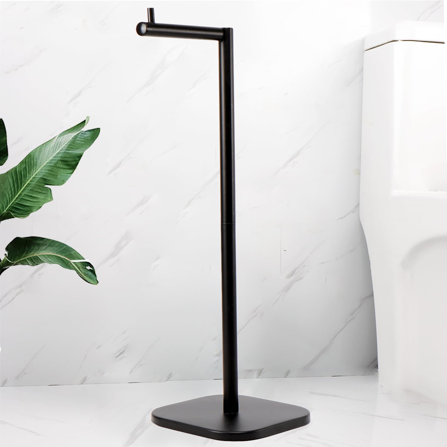 Vanloory toilet paper holder stand with weighted base for stable use on wet bathroom floors.