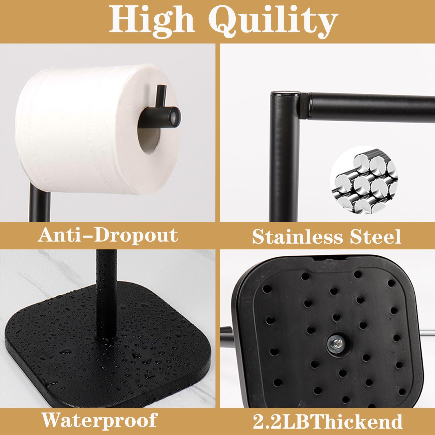 Vanloory toilet paper stand features folding top and square base for elegant practicality.